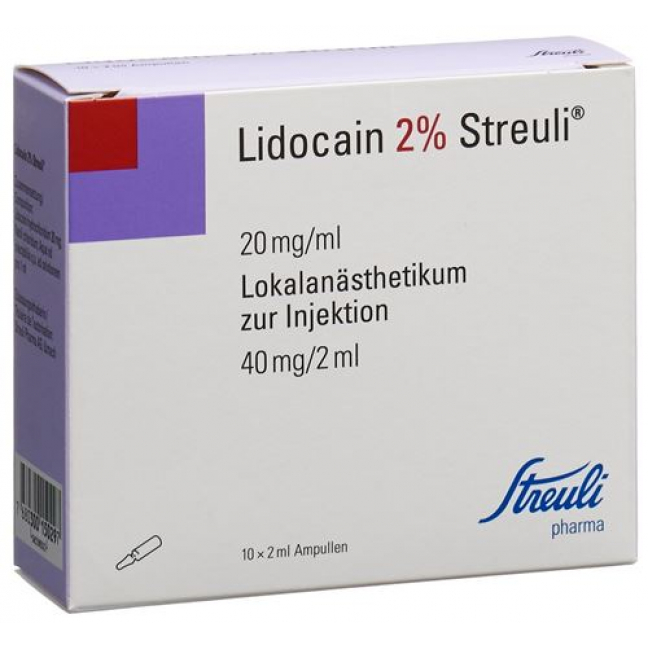 Лидокаин Штройли 2% раствор для инъекций 40 мг / 2 мл 10 ампул по 2 мл