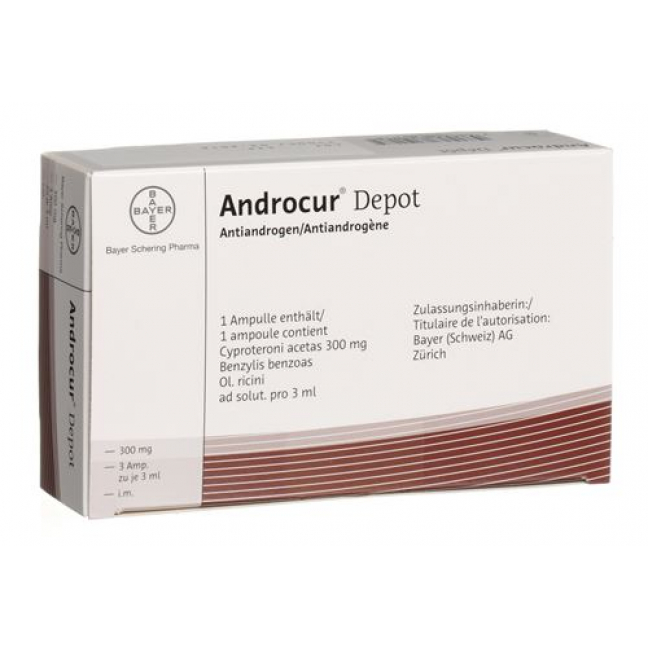 Андрокур Депо раствор для в/м инъекций 300 мг / 3 мл 3 ампулы по 3 мл