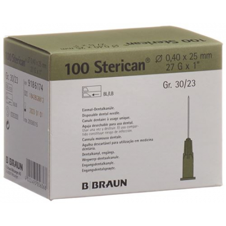 Sterican Nadel Dent 27г 0.4x25мм Grau 100 штук