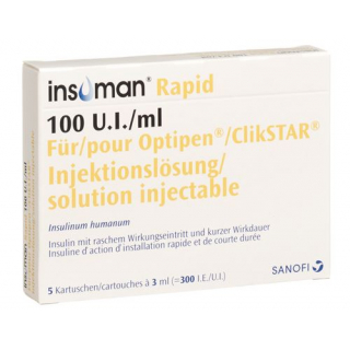 Инсулин Инсуман Рапид 5 x 3 мл раствор для инъекций 