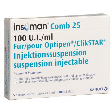 Инсулин Инсуман Комб 25 5 x 3 мл суспензия для инфузии