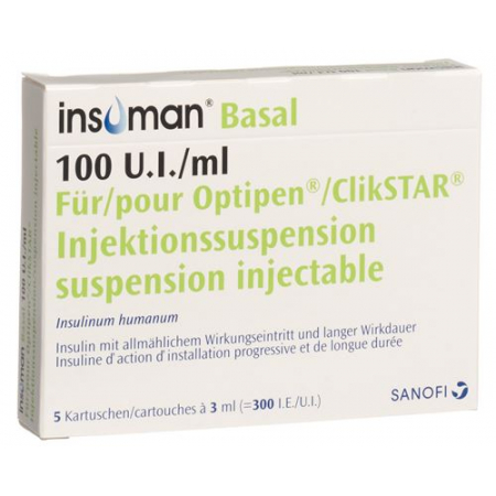 Инсулин Инсуман Базал оптипен 5 суспензия для инъекций 3 мл 