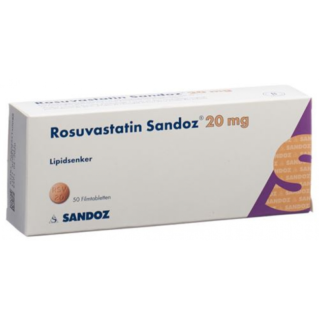 Розувастатин Сандоз 20 мг 50 таблеток покрытых оболочкой
