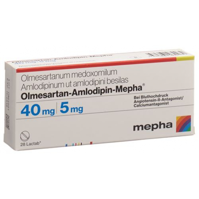 Олмесартан Амлодипин Мефа 40 мг / 5 мг 28 таблеток покрытых оболочкой