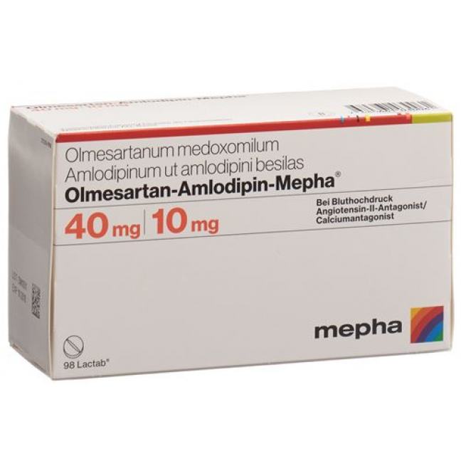 Олмесартан Амлодипин Мефа 40 мг / 10 мг 98 таблеток покрытых оболочкой
