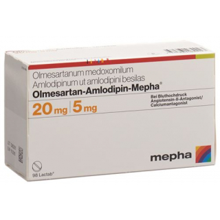 Олмесартан Амлодипин Мефа 20 мг / 5 мг 98 таблеток покрытых оболочкой