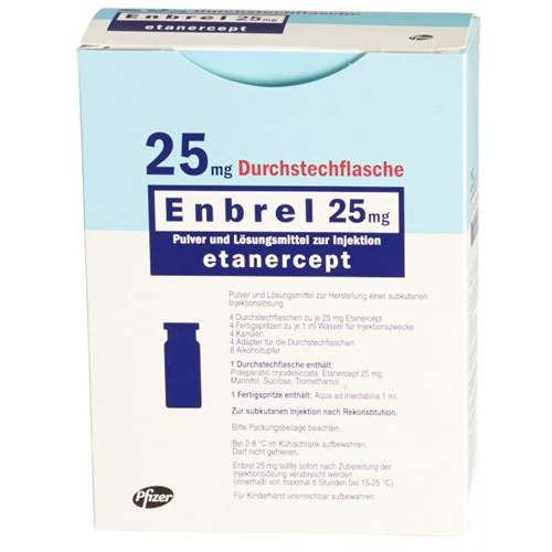 Энбрел сухое вещество 25 мг с растворителем 4 флакона