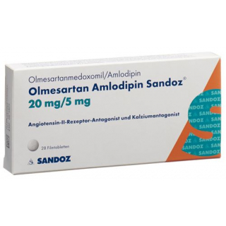 Олмесартан Амлодипин Сандоз 20/5 мг 28 таблеток покрытых оболочкой