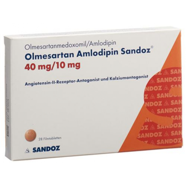 Олмесартан Амлодипин Сандоз 40/10 мг 28 таблеток покрытых оболочкой