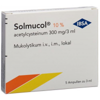 Солмукол 10% раствор для инъекций  300 мг / 3 мл 5 ампул по 3 мл