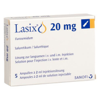 Лазикс раствор для инъекций 20 мг / 2 мл 5 ампул по 2 мл 