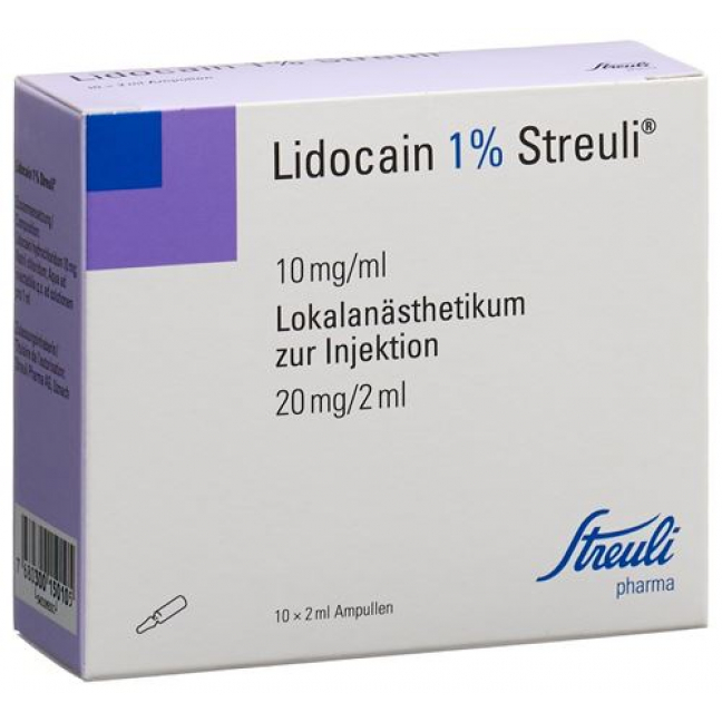 Лидокаин Штройли 1% раствор для инъекций 20 мг / 2 мл 10 ампул по 2 мл