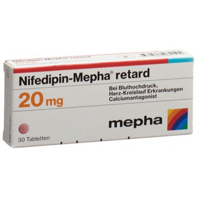 Нифедипин Мефа 20 Ретард 20 мг 30 таблеток