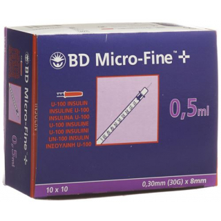 BD Microfine+ U100 Insulin Spritzen 0.30мм x 8мм 100x 0.5мл