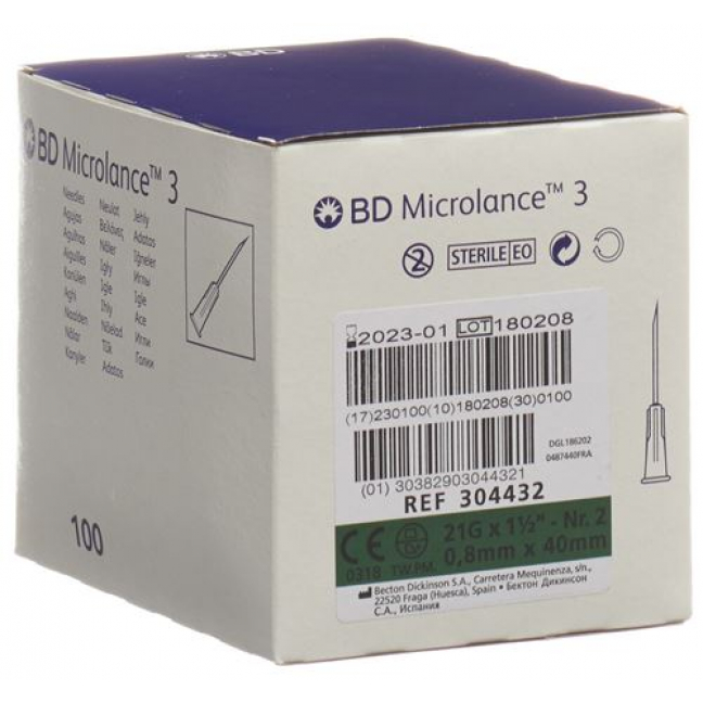 BD Microlance 3 Injektionskanule 0.80x40мм Grun 100 X