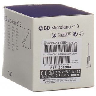 BD Microlance 3 Injektionskanulen 0.7мм x 30мм Schwarz 100 штук