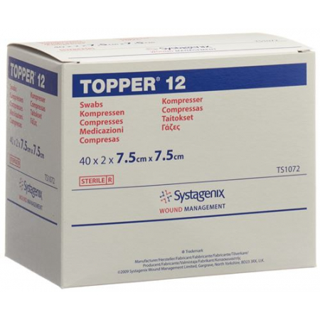 Topper 12 Einmal-Kompressen 7.5x7.5см стерильный 40 пакетиков a 2 штуки