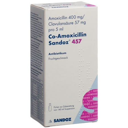 Ко-Амоксициллин Сандоз порошок 457 мг для приготовления суспензии флакон 149 мл