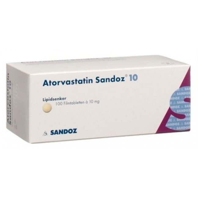Аторвастатин Сандоз 10 мг 100 таблеток покрытых оболочкой