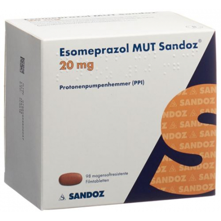 Эзомепразол МУТ Сандоз 20 мг 98 таблеток покрытых оболочкой