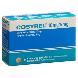 Косирель бисопролол фумарат 10 мг / периндоприл аргинин 5 мг 90 таблеток покрытых оболочкой
