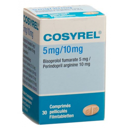 Косирель бисопролол фумарат 5 мг / периндоприл аргинин 10 мг 30 таблеток покрытых оболочкой