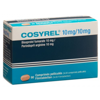 Косирель бисопролол фумарат 10 мг / периндоприл аргинин 10 мг 90 таблеток покрытых оболочкой