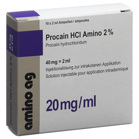 Прокаин HCl 2% Амино 40 мг / 2 мл 10 ампул по 2 мл