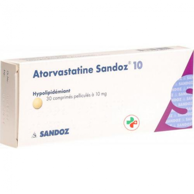 Аторвастатин Сандоз 10 мг 30 таблеток покрытых оболочкой 