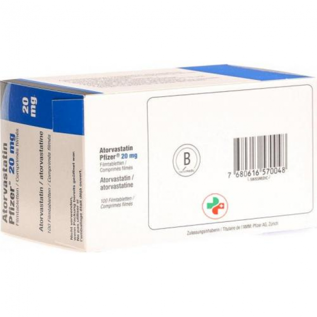 Аторвастатин Пфайзер 20 мг 100 таблеток покрытых оболочкой