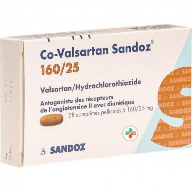 Ко-Валсартан Сандоз 160/25 28 таблеток покрытых оболочкой