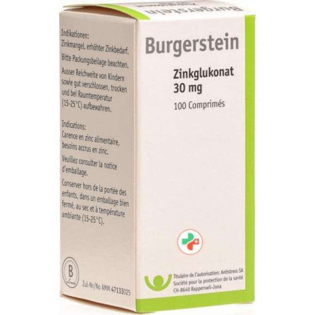 Бургерштейн Цинка глюконат 30 мг 100 таблеток 