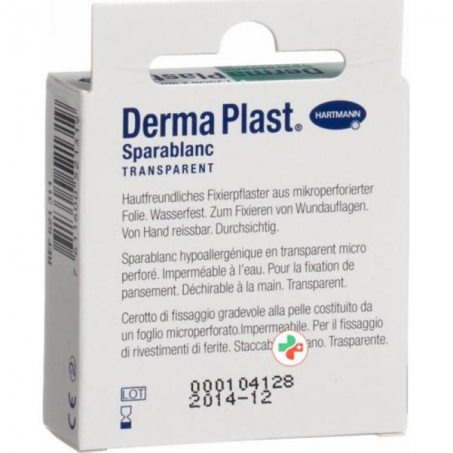 Dermaplast Sparablanc прозрачный 1.25смx5m Weiss