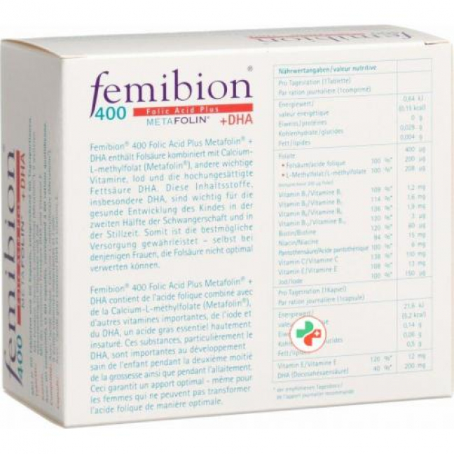Фемибион 400 Метафолин Плюс (фолиевая кислота + метафолин + ДГК) 60 таблеток + 60 капсул 