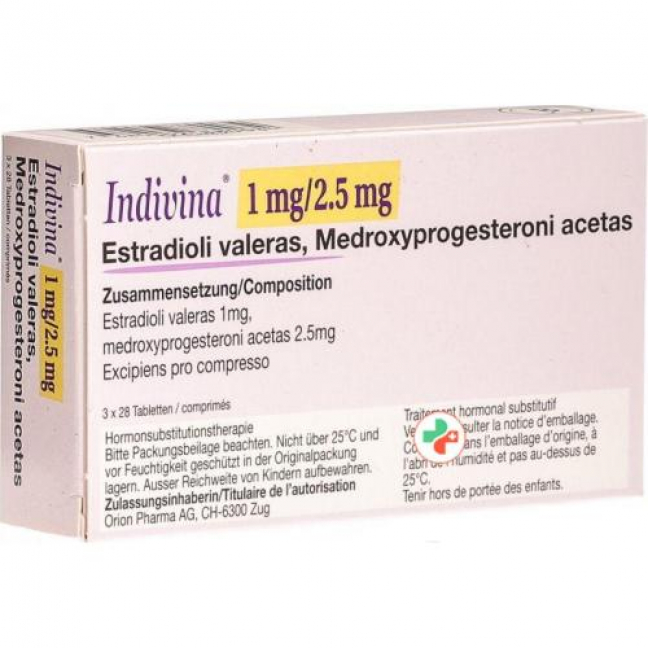 Индивина 1 мг / 2,5 мг 3 х 28 таблеток