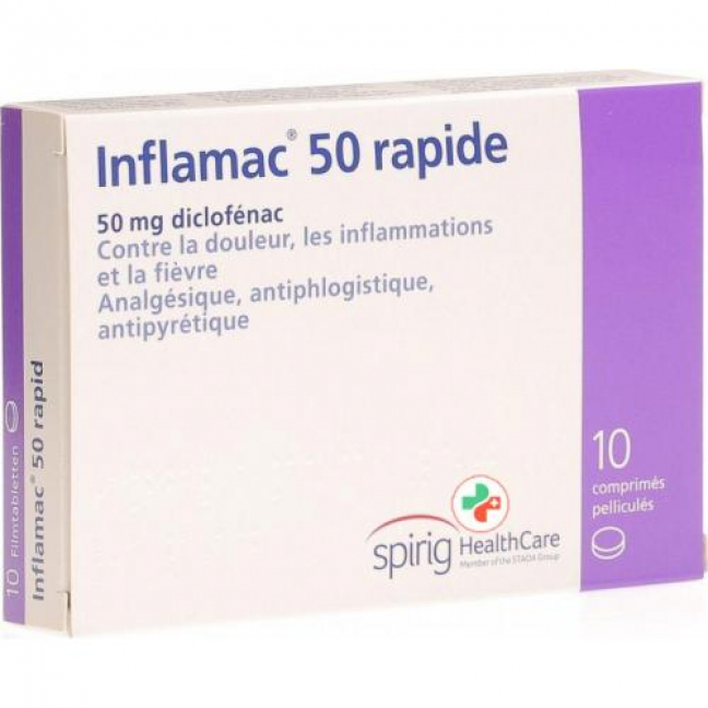 Инфламак 50 Рапид 50 мг 10 таблеток покрытых оболочкой