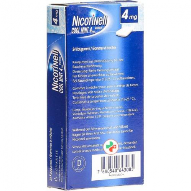 Никотинелл Освежающая мята 4 мг 24 жевательные резинки
