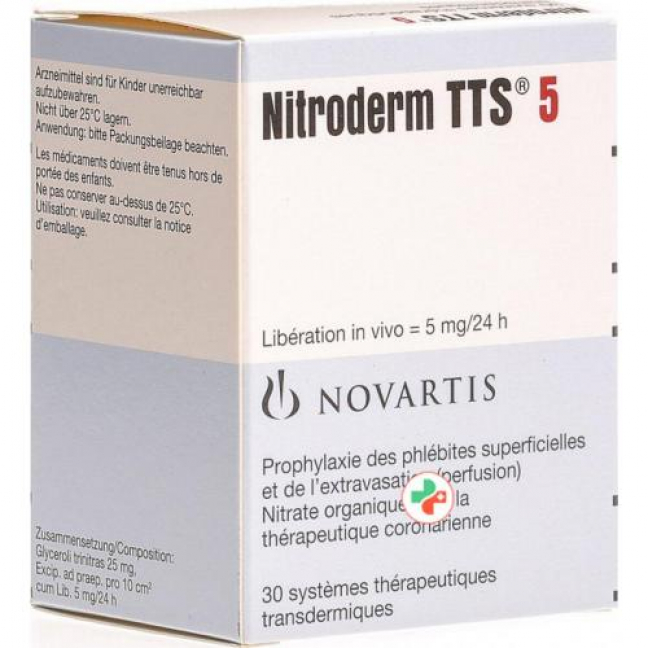 Нитродерм 5 ТТС 5 мг/сут 30 трансдермальных пластырей
