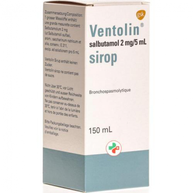 Вентолин сироп 2 мг / 5 мл без сахара 150 мл