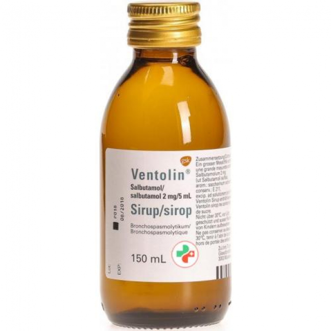 Вентолин сироп 2 мг / 5 мл без сахара 150 мл