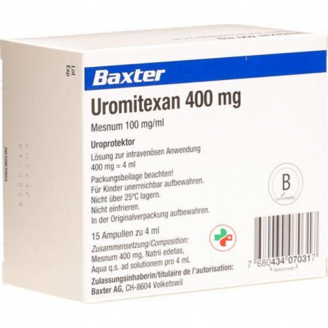Уромитексан раствор для инъекций 400 мг / 4 мл 15 ампул по 4 мл