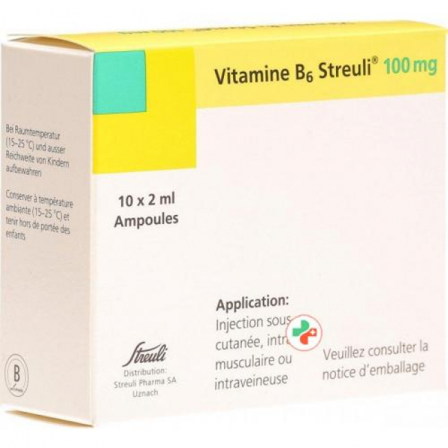 Витамин B6 Штройли 100 мг 10 ампул по 2 мл раствор