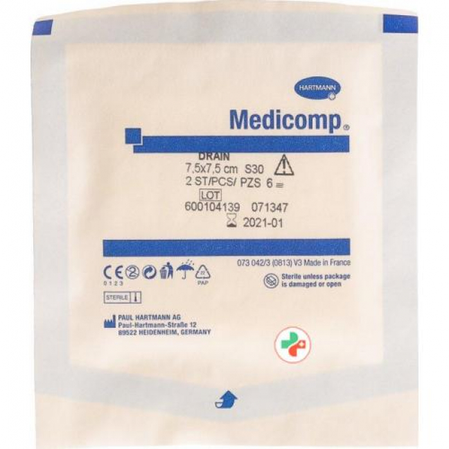 Medicomp Drain Vlieskompressen 7.5x7.5 Steril 25 пакетиков 2 шту