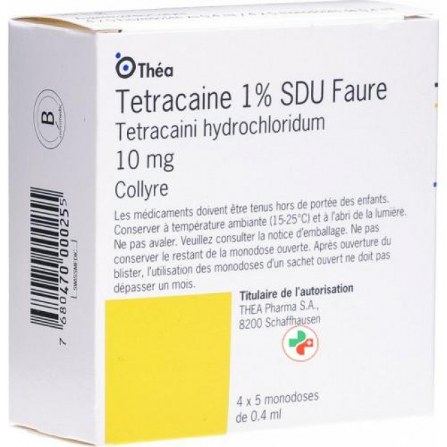 Тетракаин глазные капли 1% 20 монодоз по 0,4 мл