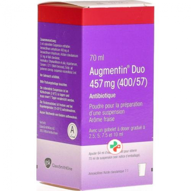 Аугментин Дуо порошок для приготовления суспензии 457 мг флакон 70 мл