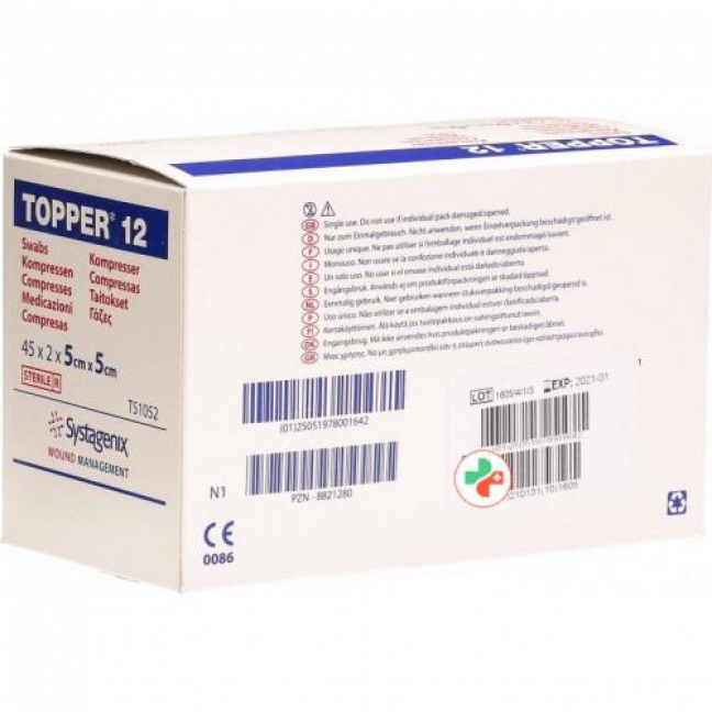 Topper 12 Einmal-Kompressen 5x5см стерильный 45 пакетиков a 2 штуки