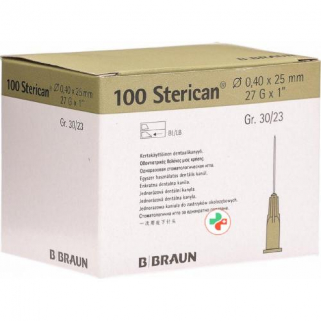 Sterican Nadel Dent 27г 0.4x25мм Grau 100 штук