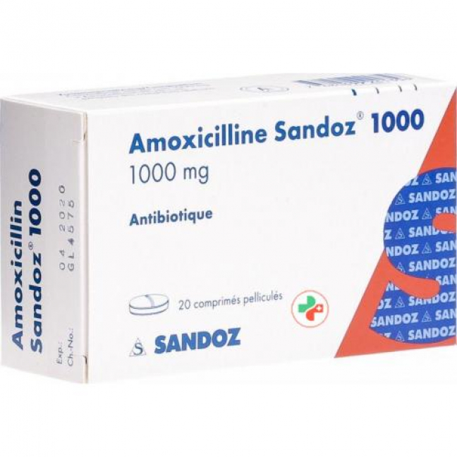 Amoxicillin Sandoz 1000 mg 20 filmtablets