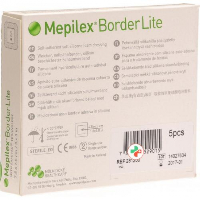 Mepilex Border Lite Silkonschaumve 7.5x7.5см 5 штук