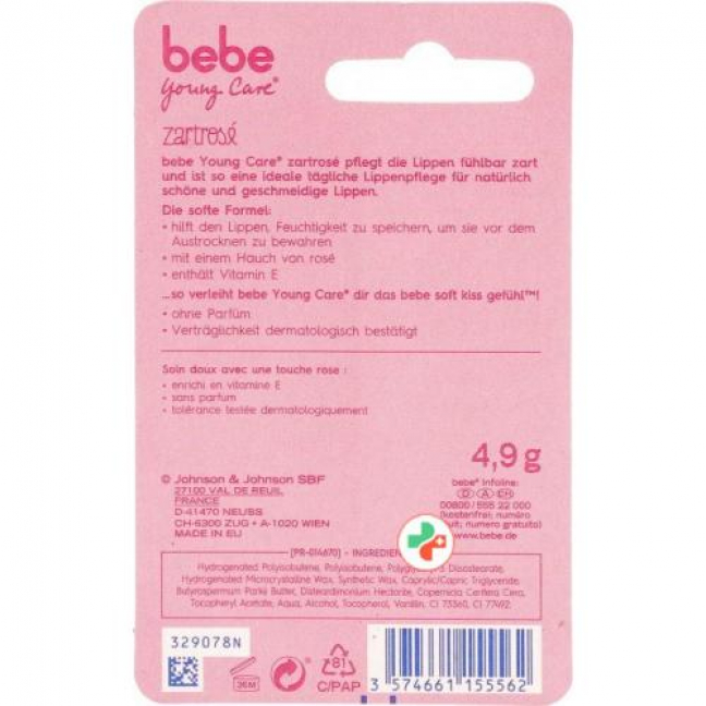 Bebe Young Care Lipcare Zartrose Stick 4.9г